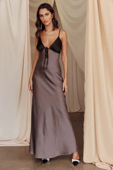 Bayleigh Low Bow Tie Back Dress Charcoal