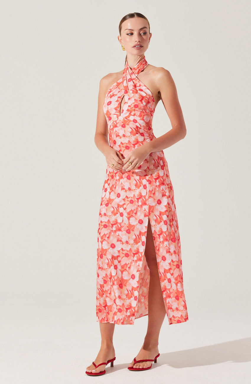 Marissa Floral Halter Neck Dress
