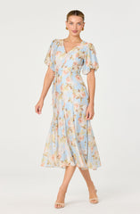 Lavena Floral Balloon Sleeve Midi Dress