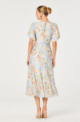 Lavena Floral Balloon Sleeve Midi Dress
