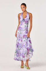 Yasmeen Floral Halter Godet Maxi Dress