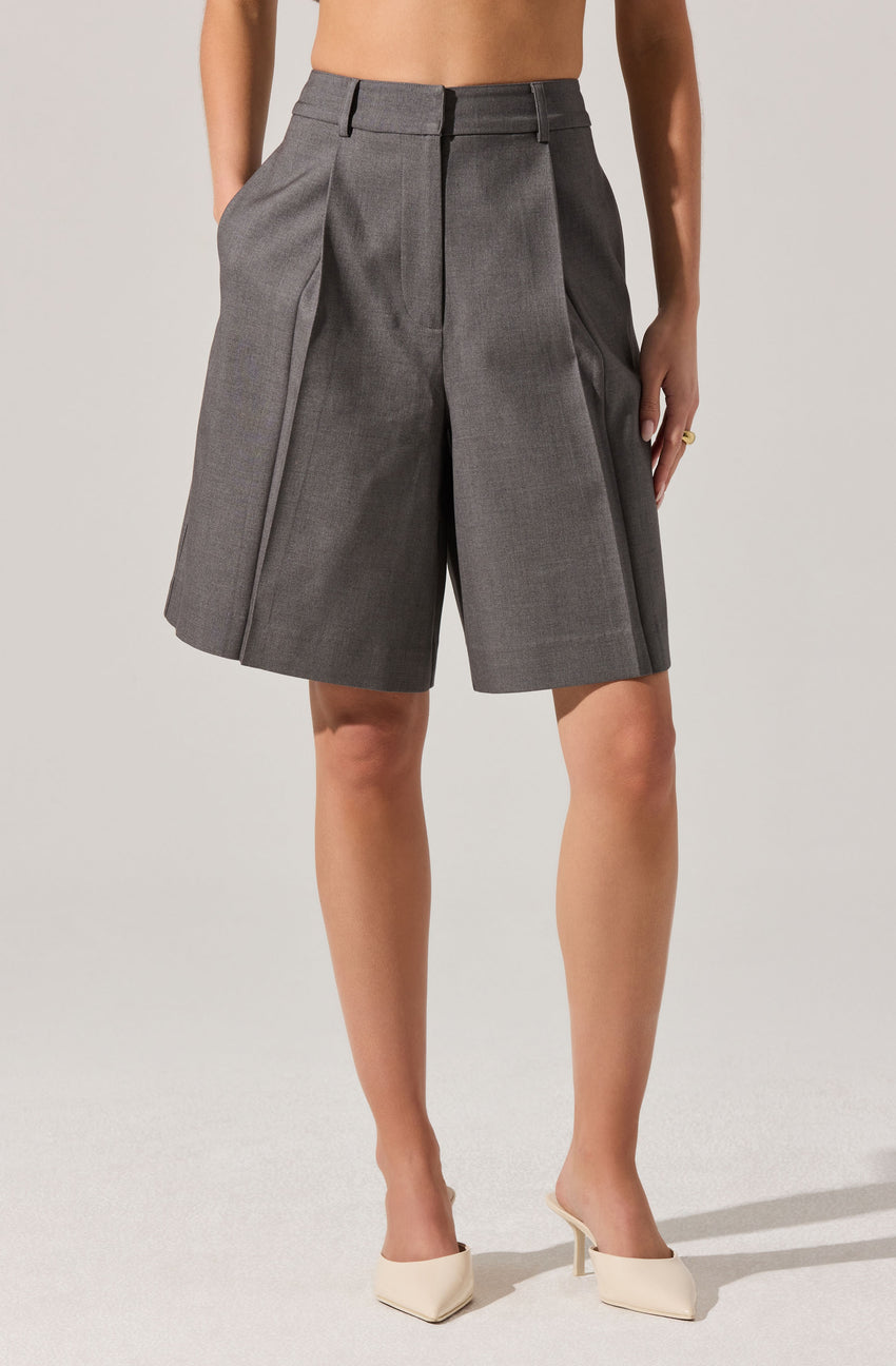 Quillie Pleated Tailored Bermuda Shorts