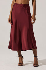 Windey Satin Midi Skirt