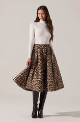 Andolina Pleated Leopard Midi Skirt