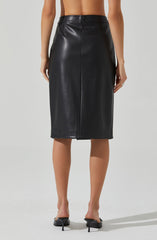 Ladonne Faux Leather Midi Skirt