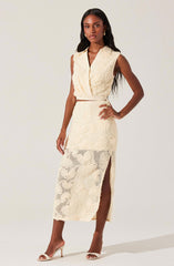 Sol Textured Floral Knit Midi Skirt