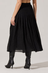 Daivini Pleated Crinkle Midi Skirt