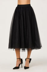 Lela Polka Dot Layered Midi Skirt