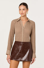 Laurel Diamond Print Long Sleeve Top