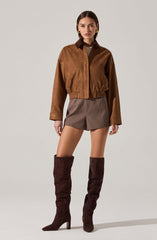 Sorine Faux Suede Bomber Jacket