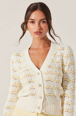 Janira Wavy Stripe Pointelle Cardigan