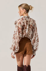 Cinthia Sheer Bow Tie Top