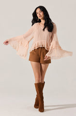 Margaery Sheer Ruffle Peplum Top