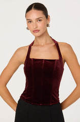 Jacy Velvet Corset Halter Top