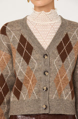 Ashtyn V-neck Argyle Cardigan