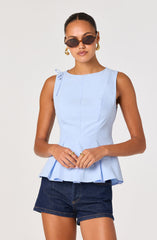 Kalish Shoulder Tie Peplum Top