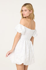 Off shoulder bubble hem mini dress