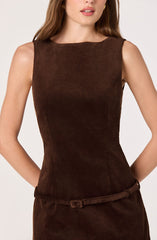 Corduroy Belted Mini Dress