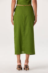 Onyx Faux Wrap Midi Skirt