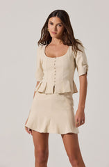 Pleated Cinched Waist Top