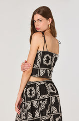 Tie-strap mosaic crop top