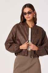 Faux Leather Bomber Jacket