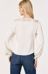 Benoîte Lace Trim Satin Blouse
