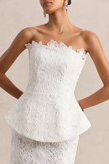 Delvine | White Lace Bandeau Corset Maxi Dress