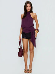 Faythe High Neck Tie Top Berry