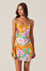 Cerinthe Satin Floral Mini Dress