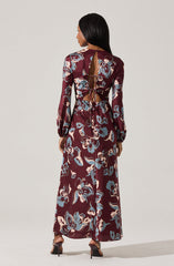 Elyse Satin Floral Midi Dress