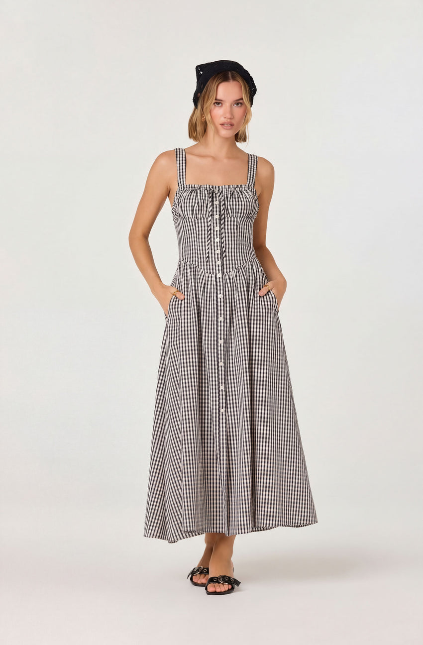 Temperance Gingham Check Maxi Dress
