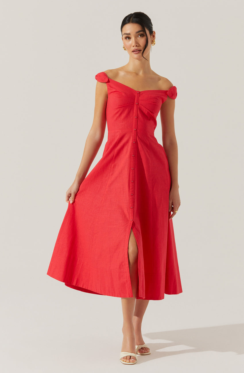 Charelin Linen Off Shoulder Dress