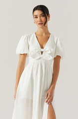 Citrine Linen Bow Front Midi Dress