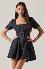 Janel Tweed Mini Skater Dress