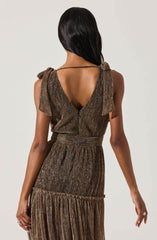 Desma Metallic V-Neck Maxi Dress