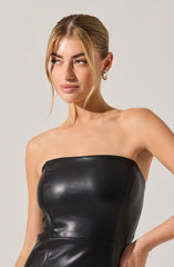 Keyana Strapless Faux Leather Dress