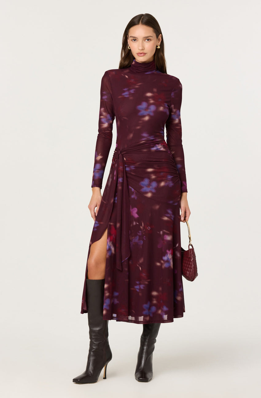 Aubriella Floral Mesh Midi Dress