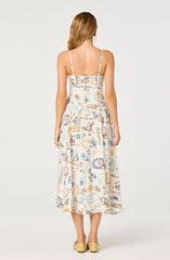 Ansley Novelty Print Linen Midi Dress