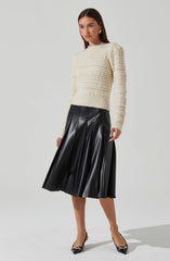 Vena Pleated Faux Leather Skirt