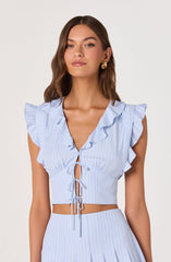 Zira Ruffle Trim Tie-Front Top
