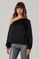 Nieves Satin One Shoulder Top