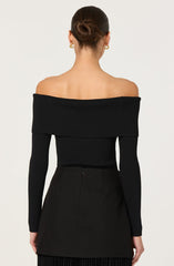 Lidia Ribbed Off Shoulder Sweater