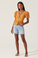Mylah Puff Sleeve Peplum Top