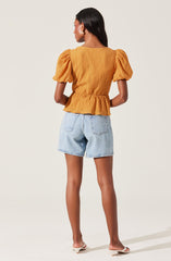 Mylah Puff Sleeve Peplum Top