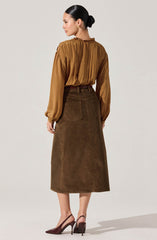 Ashton Pleated Ruffle Trim Top