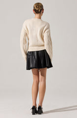 Pennina Pearl Embellished Cable Sweater