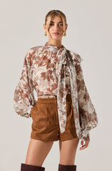 Cinthia Sheer Bow Tie Top
