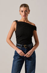 Lindy Textured Off Shoulder Top