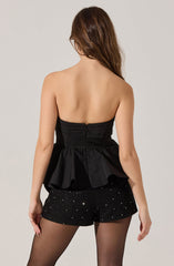 Melia Strapless Pleated Peplum Top